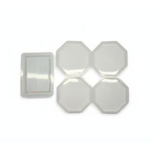 Set de 4 portavasos hexágonales con base.